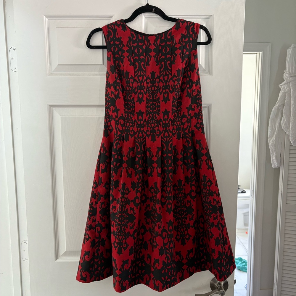 Anne Klein Red and Black A-Line Dress
